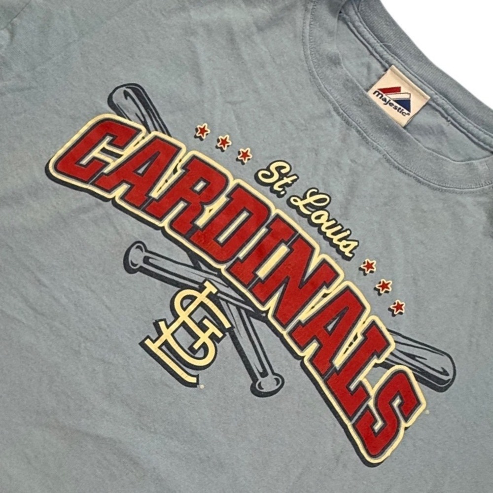 Majestic St Louis Cardinals MLB T-Shirt Mens Large Blue World Series Pride Tee